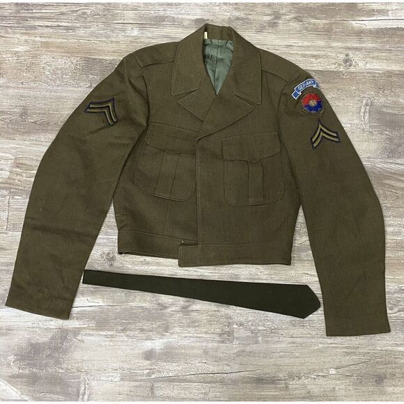 Army Other - WWII US Army Ike Jacket W/Necktie Sz 38R 9th Infantry Division Germany Corporal